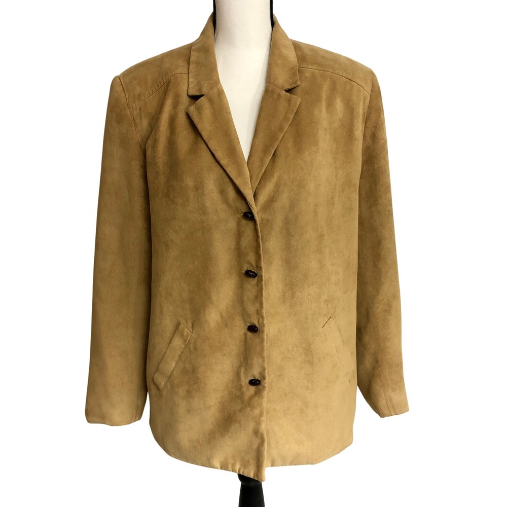Miss Alliage Jacket‎ Women's 14 Tan/Camel Ultra Suede Soft Vintage 80s